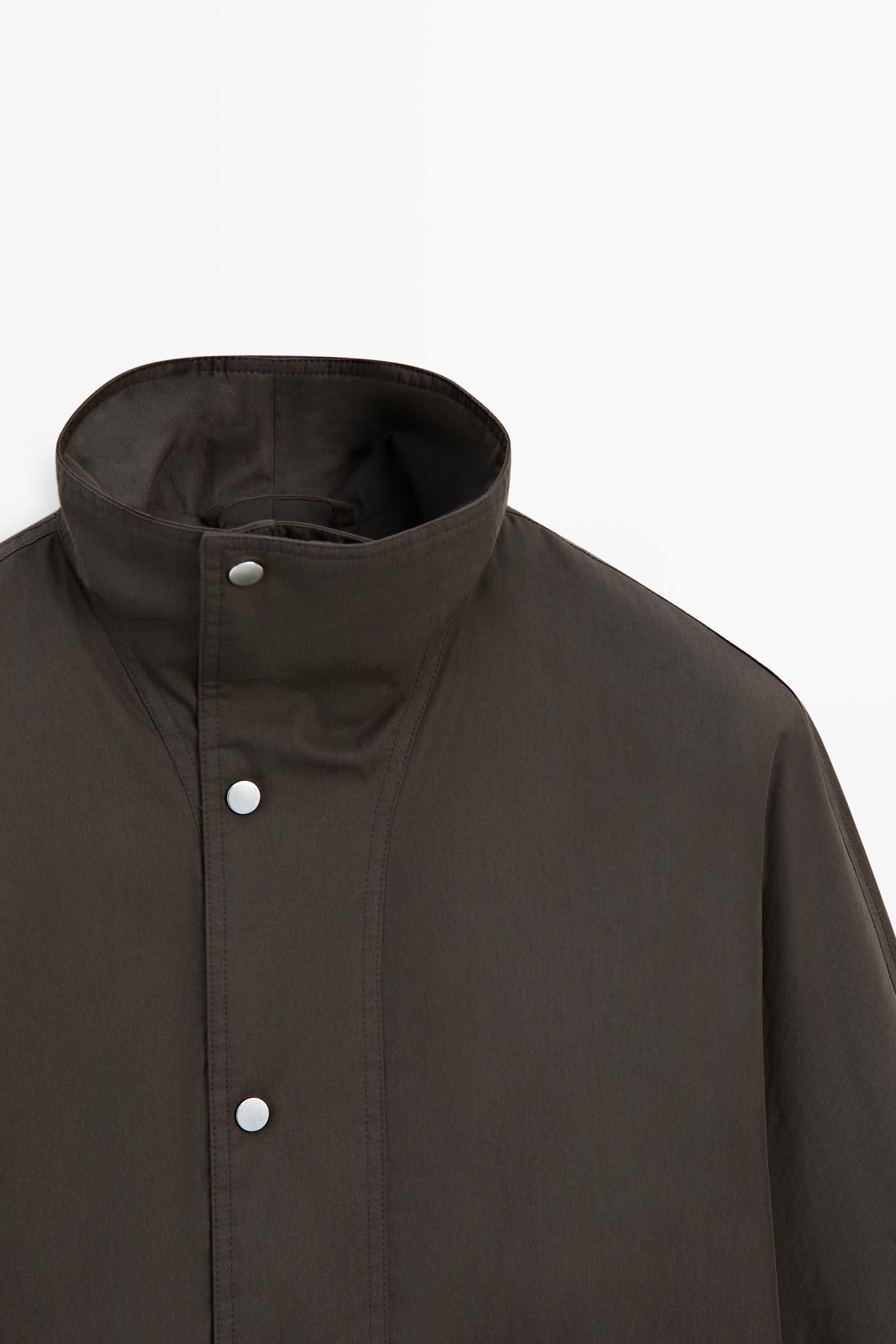 Suede funnel neck cotton-blend jacket